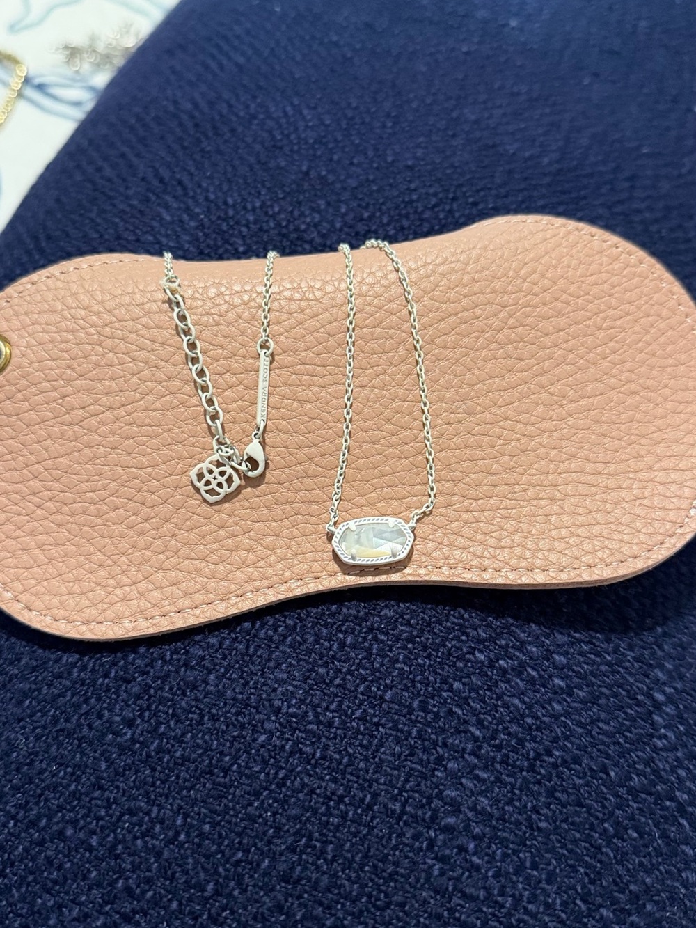 Kendra Scott white chain and trim Necklace with White Mother-of-Pearl Pendant